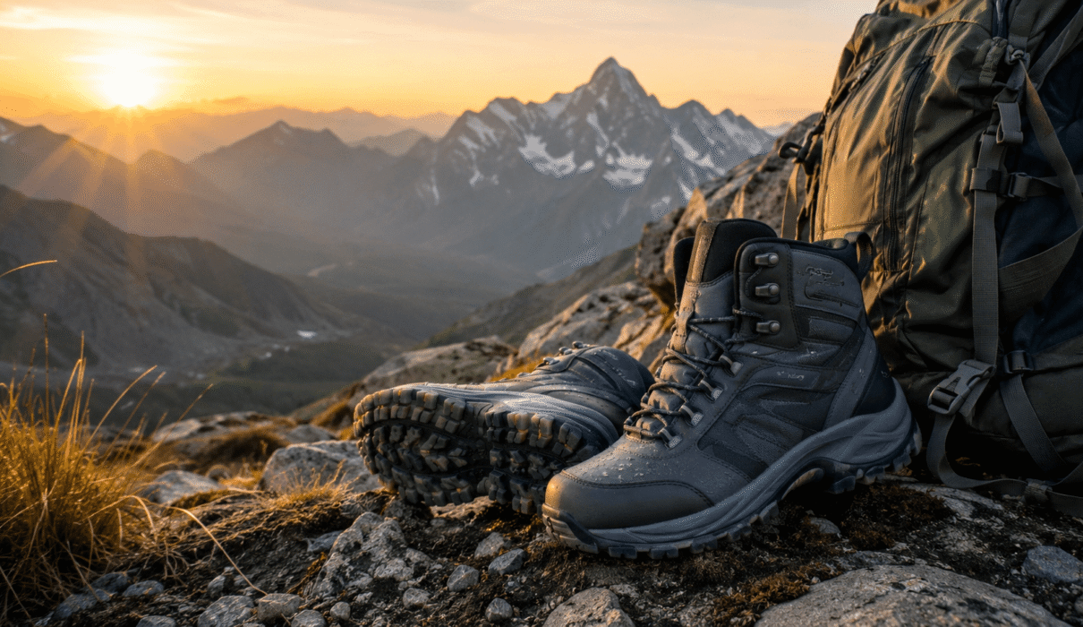 Best hiking boots in 2026 on a mountain trail showing waterproof protection and rugged traction